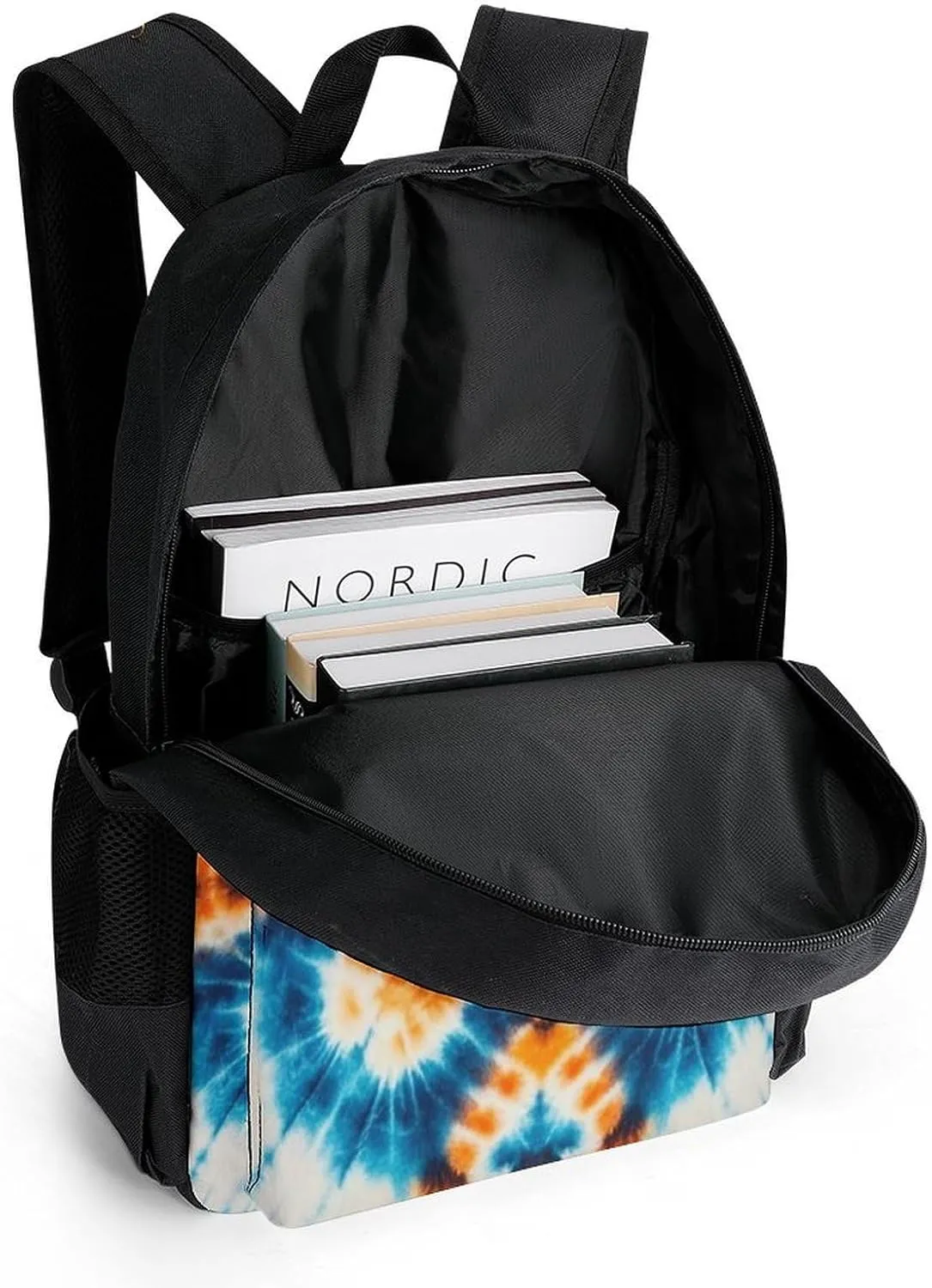 Supdreamc Colorful Tie Dye Art Rucksack Polyester Anti-Theft Multipurpose Bookbag Big Capacity Travel and Sport Backpack Rucksack With Side Pockets