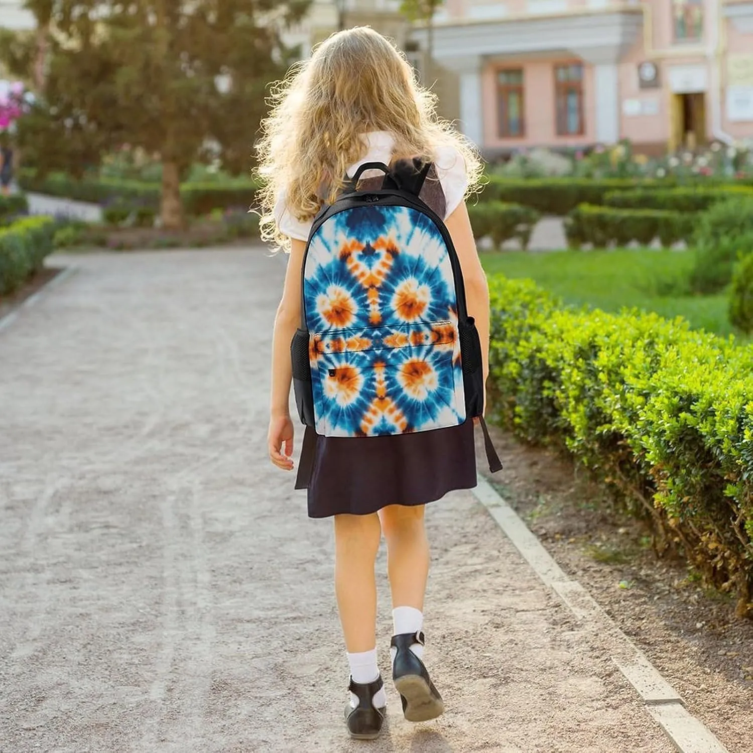 Supdreamc Colorful Tie Dye Art Rucksack Polyester Anti-Theft Multipurpose Bookbag Big Capacity Travel and Sport Backpack Rucksack With Side Pockets