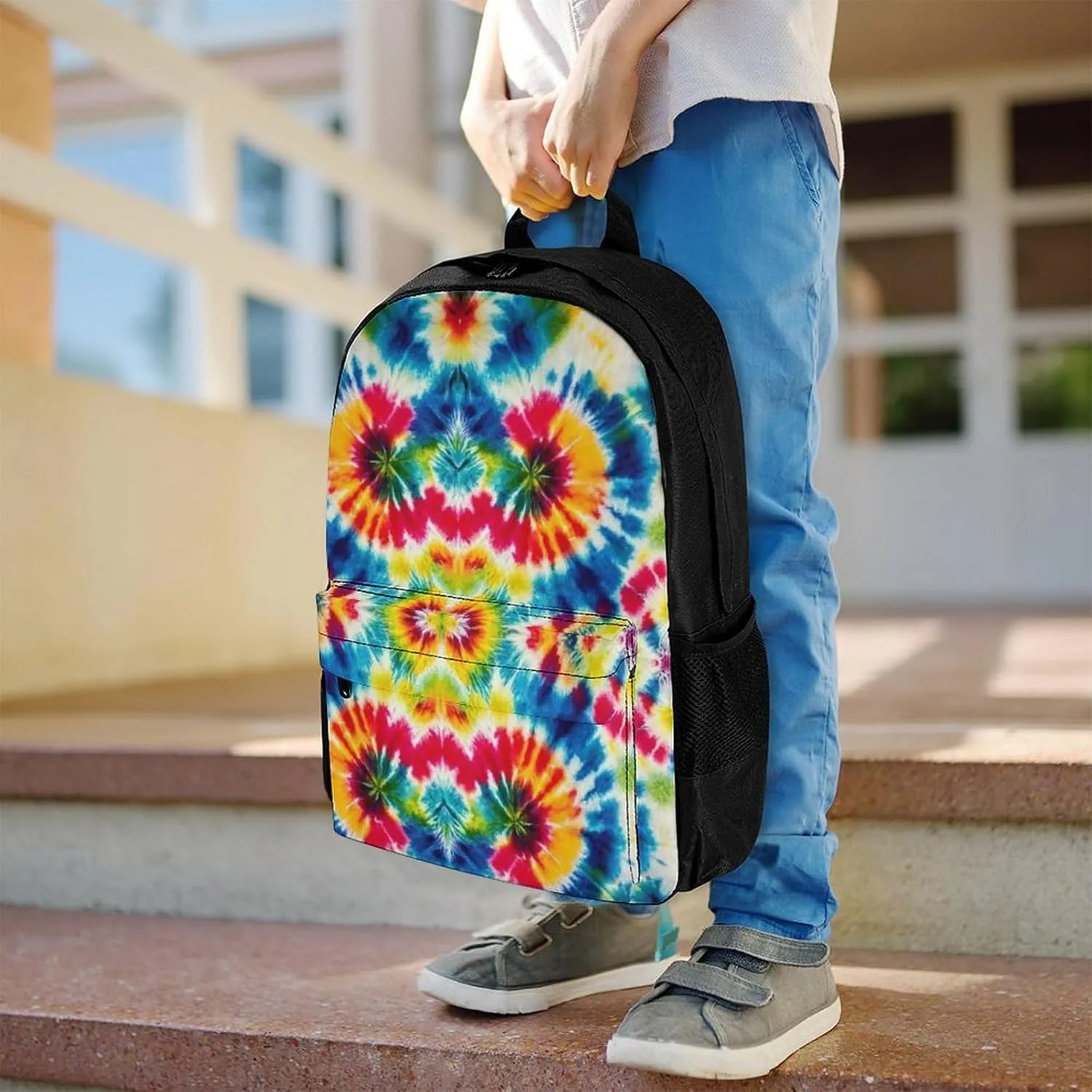 Supdreamc Colorful Tie Dye Art Rucksacks Polyester Anti-Theft Multipurpose Carry On Bag Large Capacity Gym Outdoor Hiking Backpack With Smooth Zippers