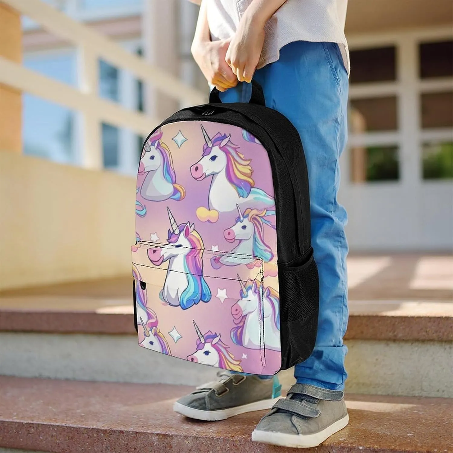 Supdreamc Fantasy Unicorn Art Rucksacks Lightweight Multipurpose Anti-Theft Shoulder Bag Big Capacity Traveling & Camping Backpack With Side Pockets