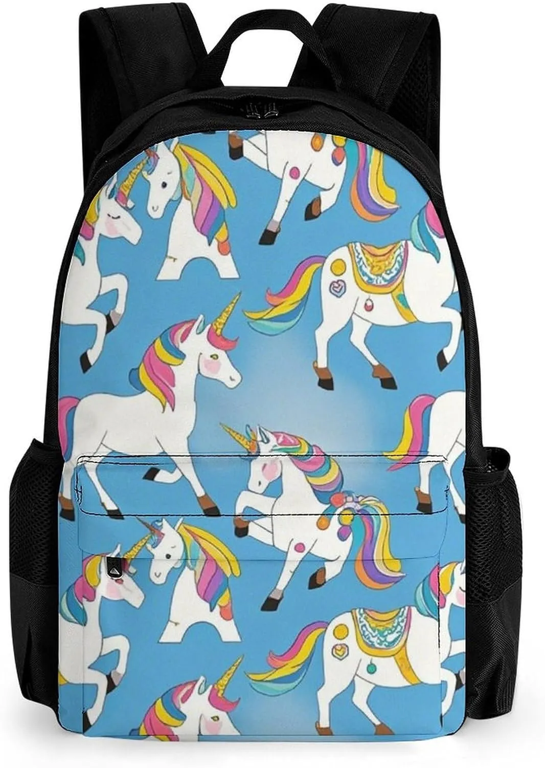 Supdreamc Lightweight Daypack Bookbag for Trekking Business Walking Cycling - Big Capacity Anti-Theft Multipurpose Carry On Bag, Neon Unicorn Art Business Computer Bag