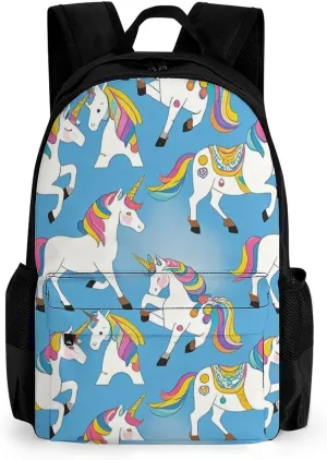 Supdreamc Lightweight Daypack Bookbag for Trekking Business Walking Cycling - Big Capacity Anti-Theft Multipurpose Carry On Bag, Neon Unicorn Art Business Computer Bag