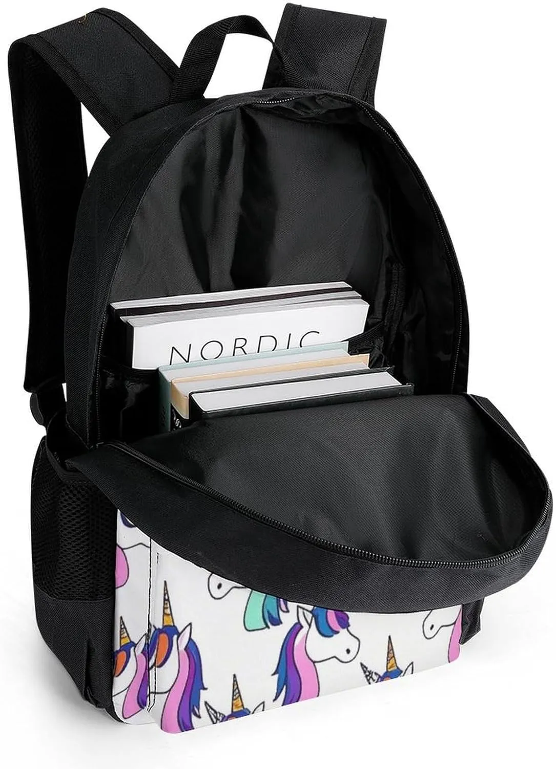 Supdreamc Lightweight Rucksack for Sports Travel Running - Big Capacity Multipurpose Anti-Theft Bookbag, Neon Unicorn Art Travel and Sport Backpack Rucksack