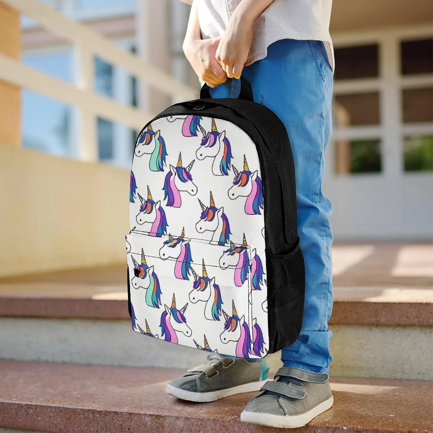Supdreamc Lightweight Rucksack for Sports Travel Running - Big Capacity Multipurpose Anti-Theft Bookbag, Neon Unicorn Art Travel and Sport Backpack Rucksack
