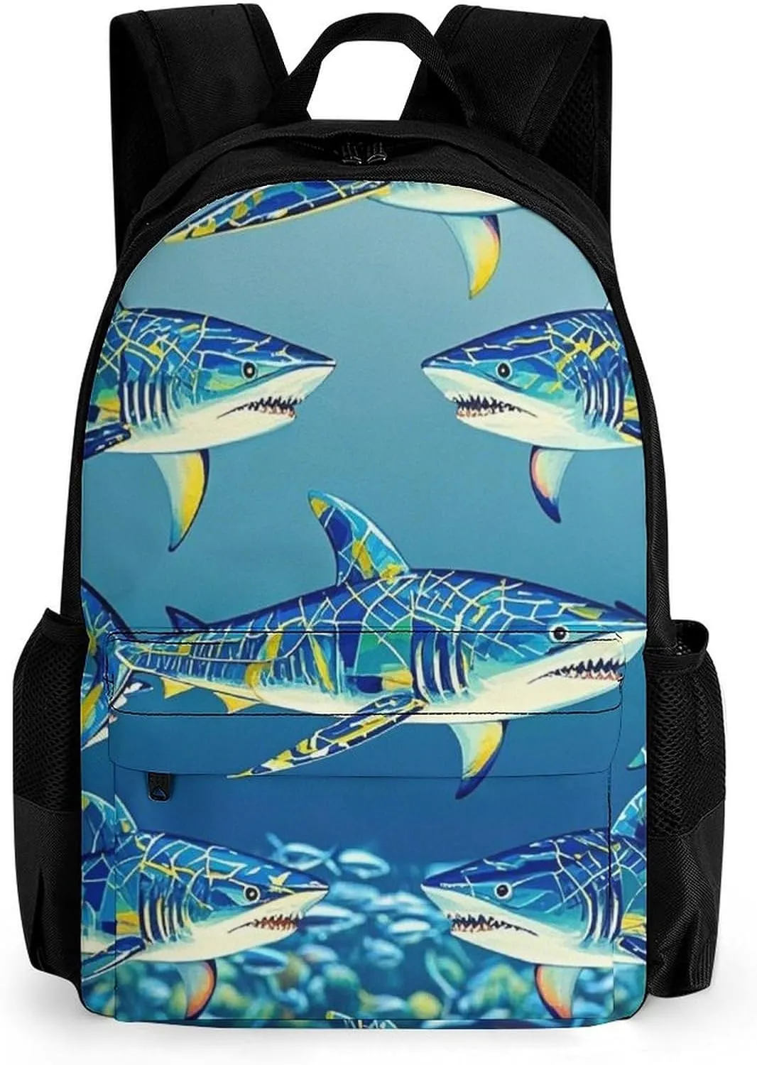 Supdreamc Lightweight Rucksacks for Climbing Outdoors Walking Cycling - Large Capacity Anti-Theft Multipurpose Carry On Bag, Blue Ocean Sea Shark Art Camping Outdoor Backpack