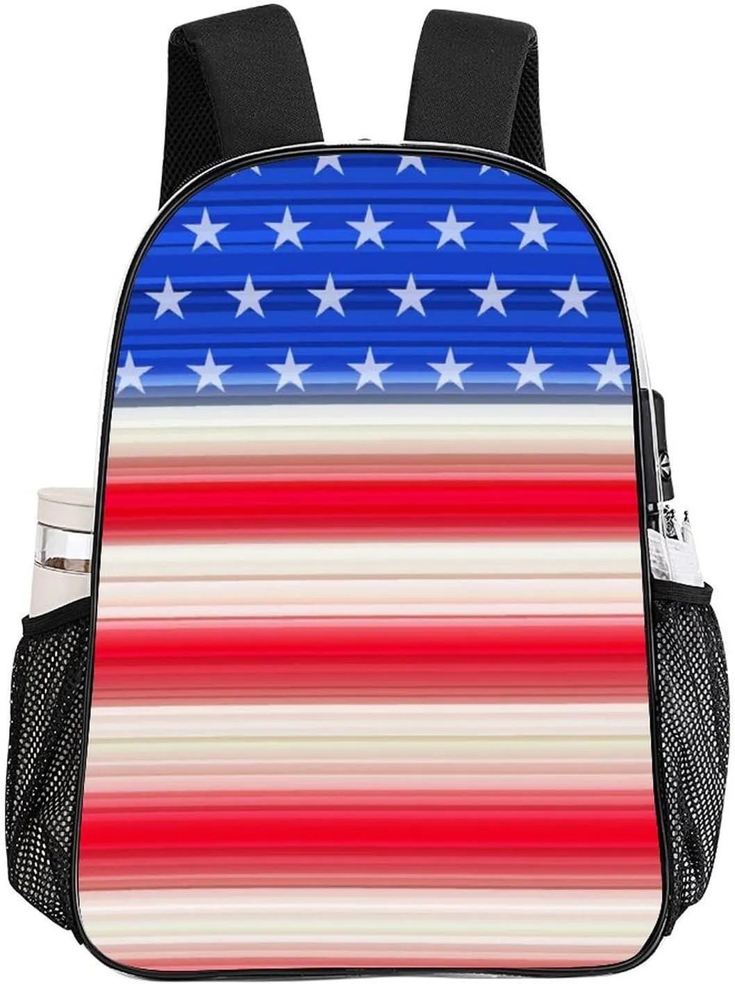 Supdreamc Men & Women Lightweight Red Blue White American Flag Casual Daypack Large Capacity Bookbag Transparent Bag for Gym Business Bicycle
