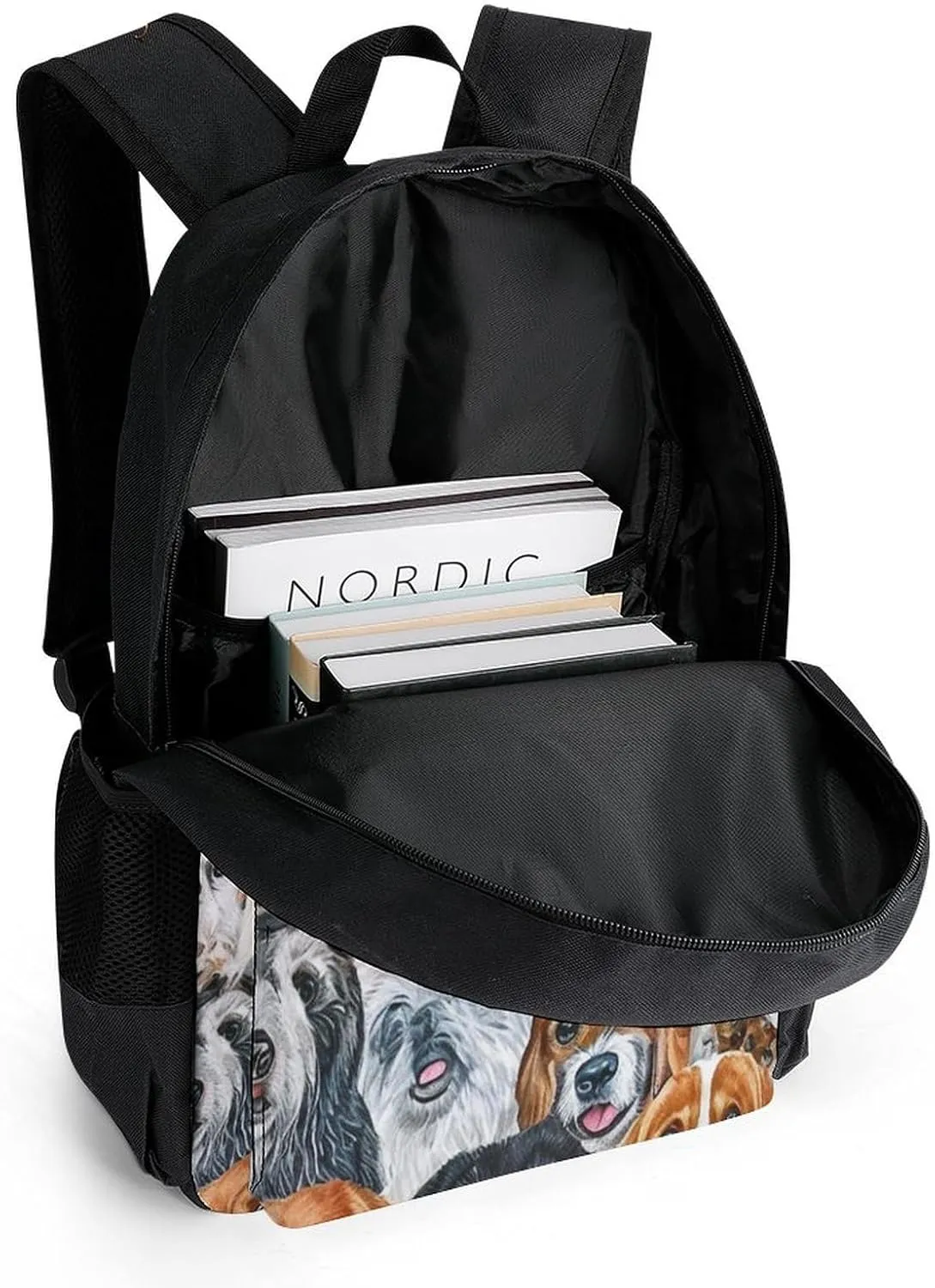 Supdreamc Men Women Lightweight Beautiful Dogs Faces Art Backpack Large Capacity Bookbag With Smooth Zippers for Gym Business Running