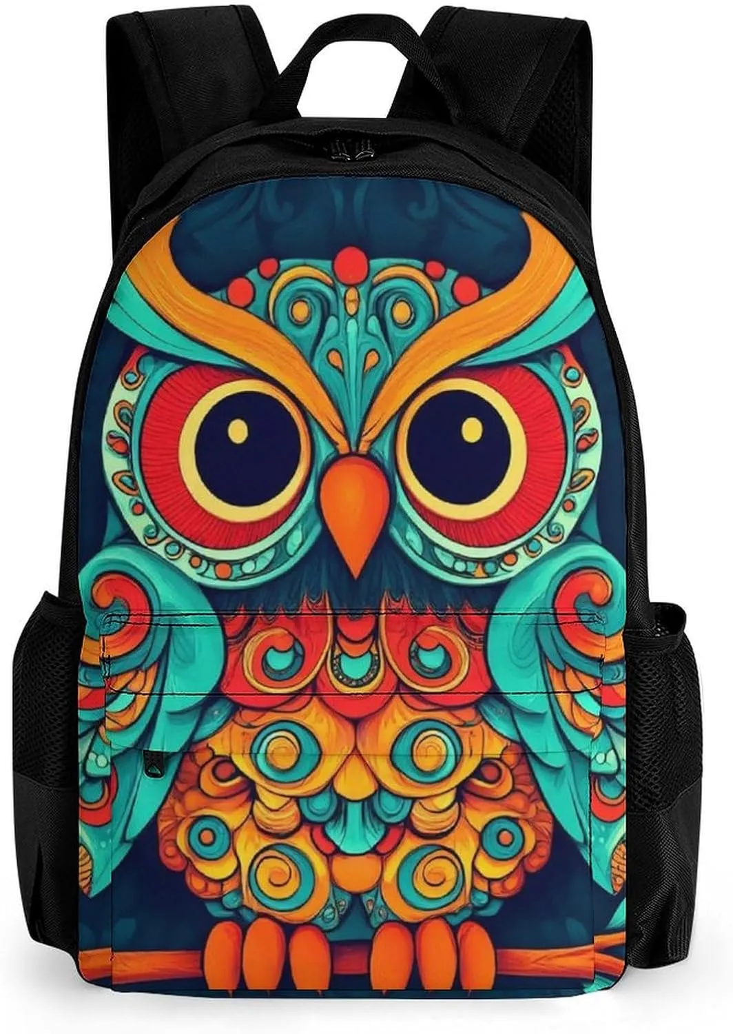 Supdreamc Polyester Daypack Backpack for Sports Travel Running - Big Capacity Anti-Theft Multipurpose Carry On Bag, Ethnic Owl Laptop Book Bag Rucksack