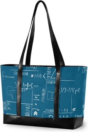 susiyo Mathematics Geometry Print Laptop Tote Bag for Women 15.6 Inch Canvas Zip Large Travel Shoulder Handbag Business Office Work Bag Briefcase