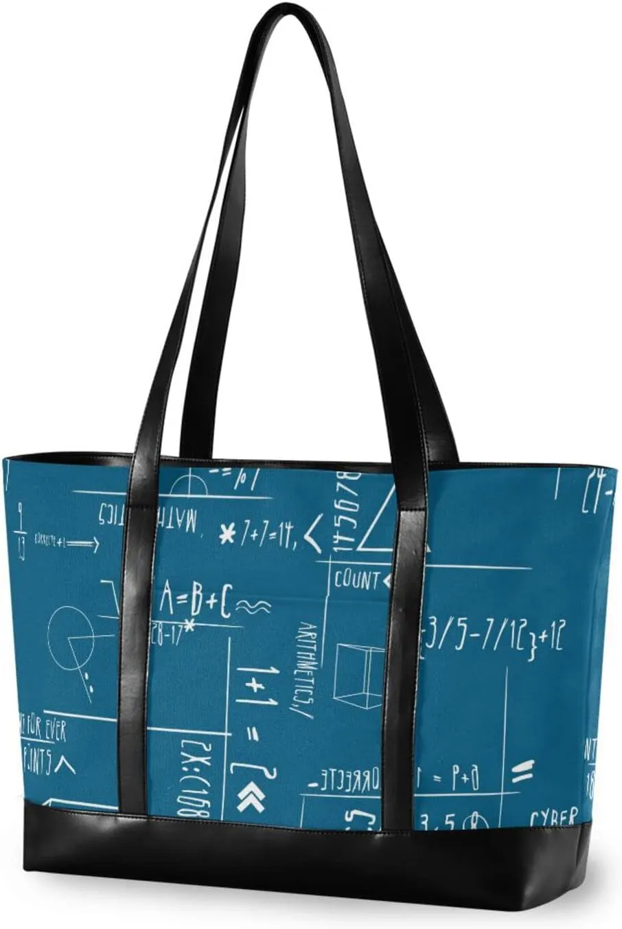 susiyo Mathematics Geometry Print Laptop Tote Bag for Women 15.6 Inch Canvas Zip Large Travel Shoulder Handbag Business Office Work Bag Briefcase