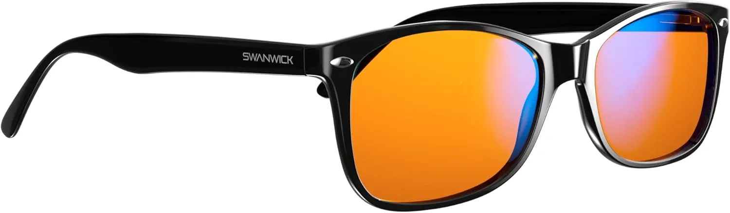 Swanwick Blue Light Blocking Glasses for Women, Men. Sleep Aid. Anti Eyestrain Headache for Computer, Gaming, TV, UV Glare