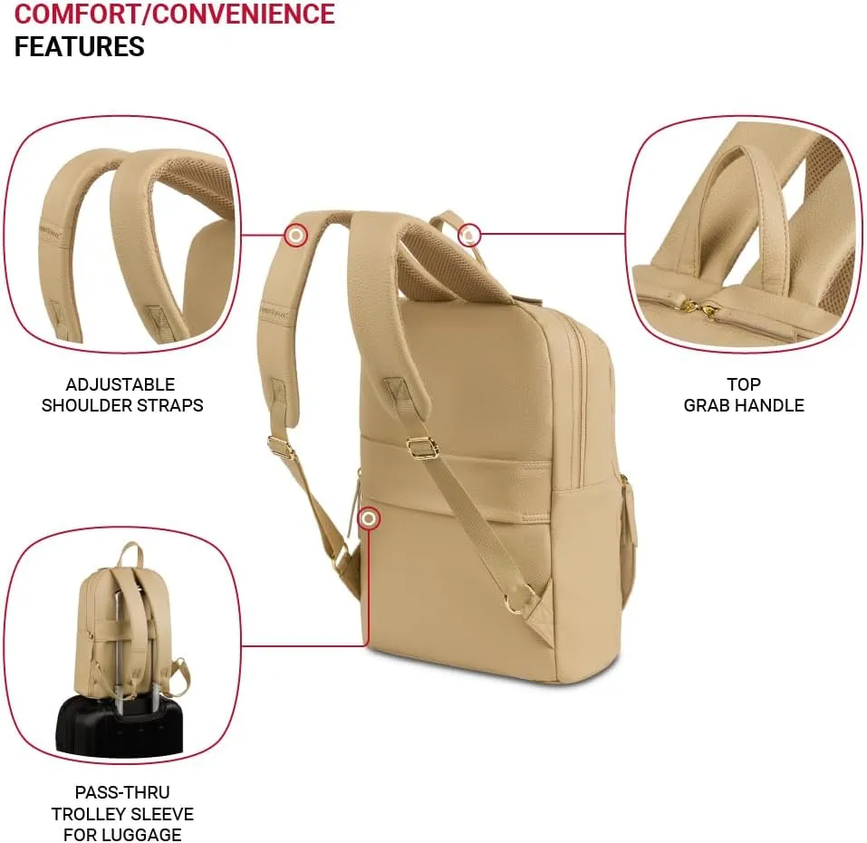 SwissGear Serenity Luxe Women's Laptop Backpack, Taupe, 16 Inches