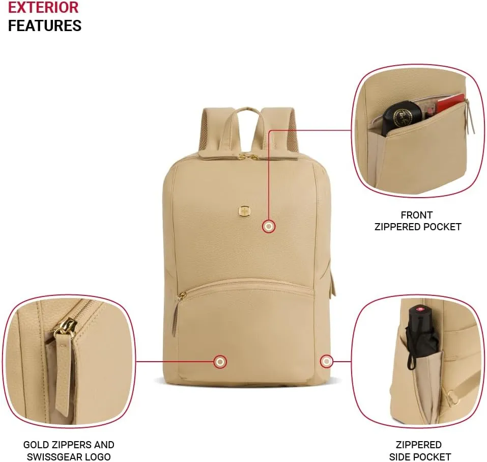 SwissGear Serenity Luxe Women's Laptop Backpack, Taupe, 16 Inches