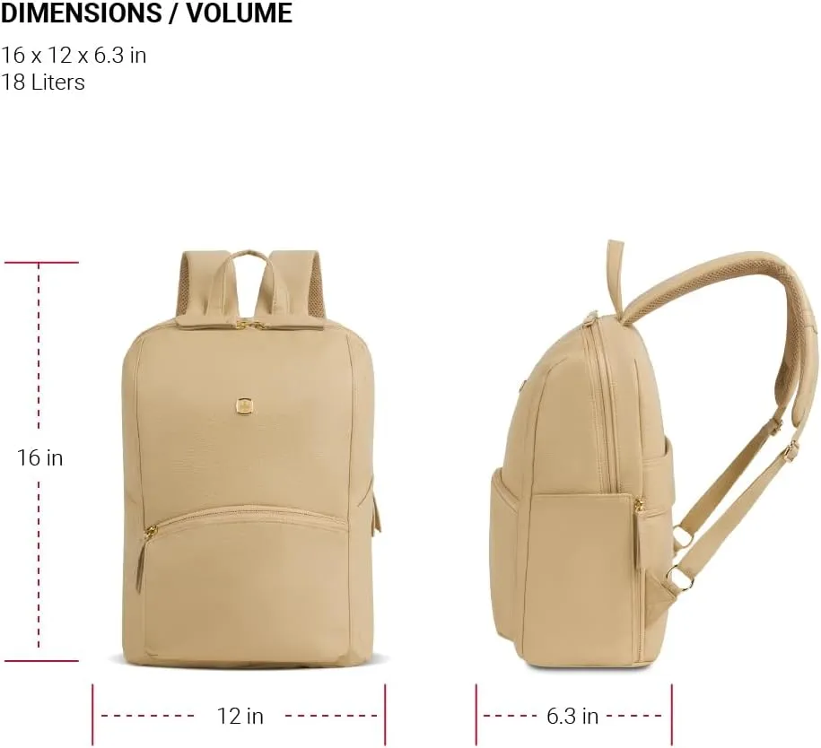 SwissGear Serenity Luxe Women's Laptop Backpack, Taupe, 16 Inches