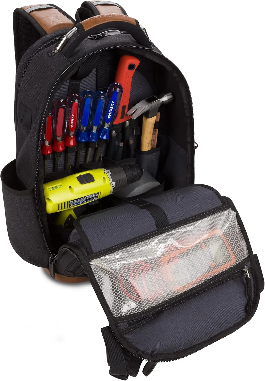 SwissGear Tool Bag Backpack, Fits Up to 17-Inch Laptop, Work Pack PRO, Black/Brown Canvas