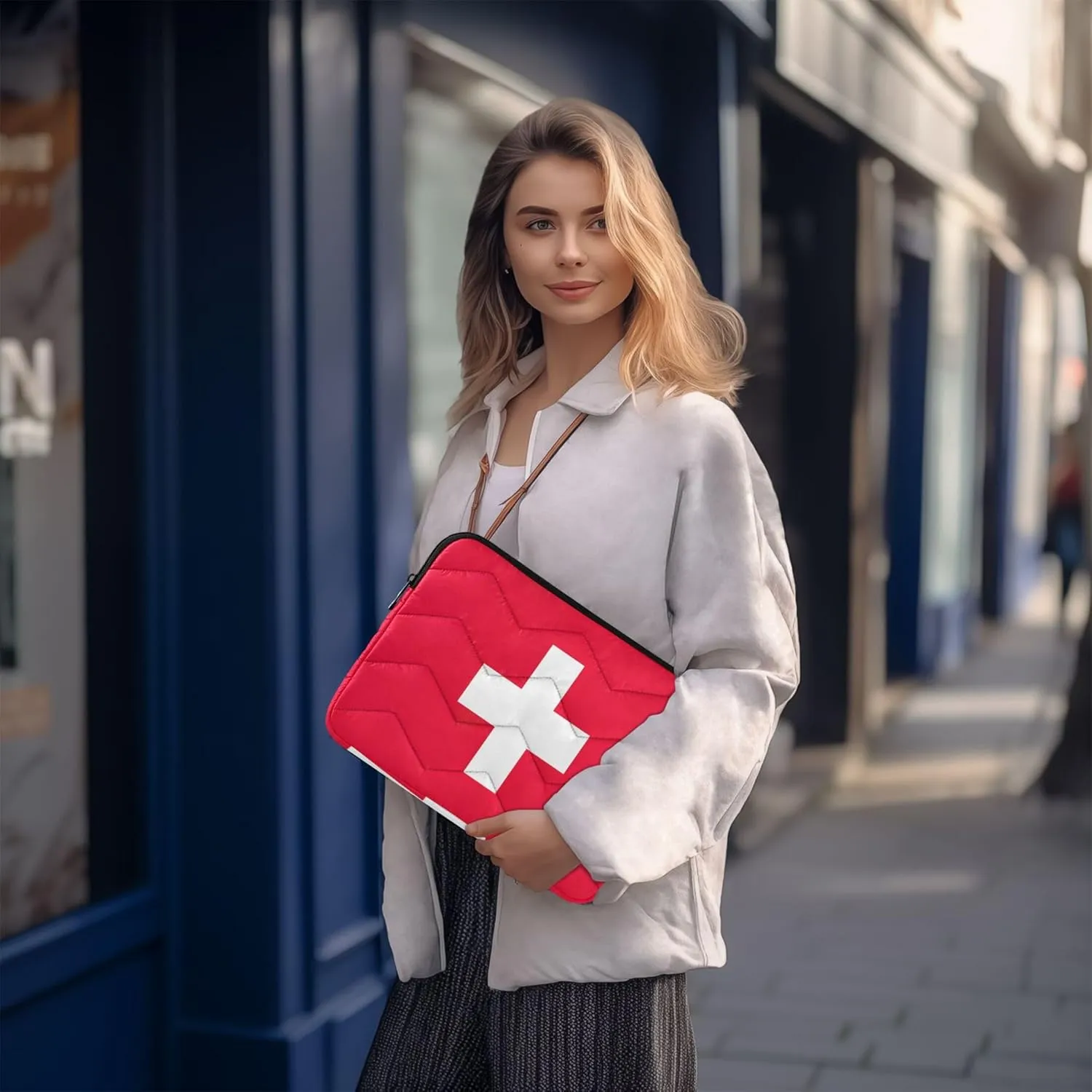 Switzerland Flag Women Laptop Bag 15.6 Inch, Comprehensive Protection, Laptop Carrying Bag