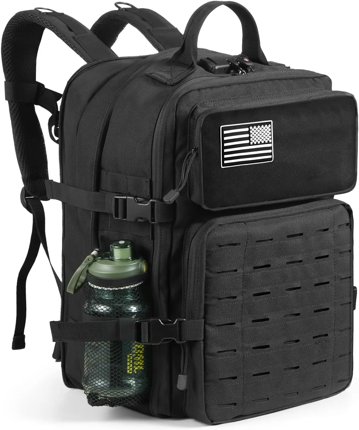 Tactical Backpack for Men Military Backpacks 25-45L Large Army 3 Days Assault Pack Bag Laptop Backpacks with Customs Anti-Theft Lock Molle Backpacks with USB Charging Port for Travel Hiking Camping