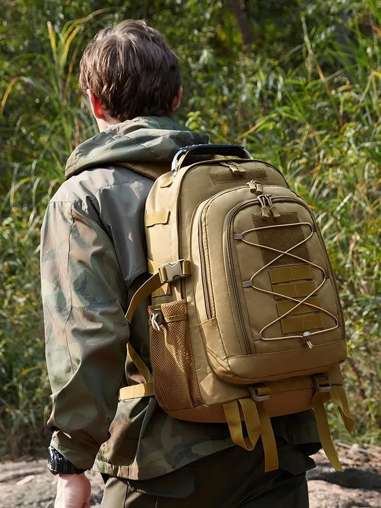 Tactical Backpack Men Backpacks Military Army Daypack handbag Hiking Camping Travel Hunting Rucksack Molle Bag USB Interface (Brown, Size：14.2 * 7.8 * 20inch(L*W*H))