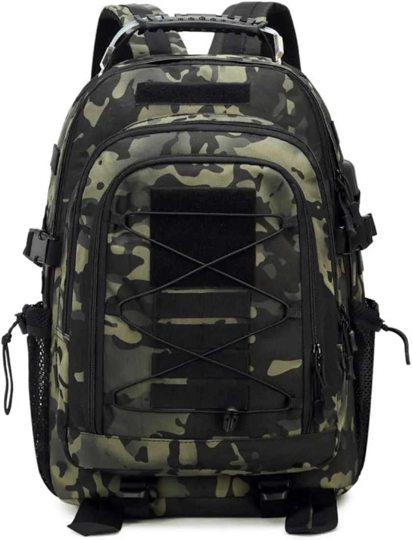 Tactical Backpack Men Backpacks Military Army Daypack handbag Hiking Camping Travel Hunting Rucksack Molle Bag USB Interface (CP Camo, Size：14.2 * 7.8 * 20inch(L*W*H))