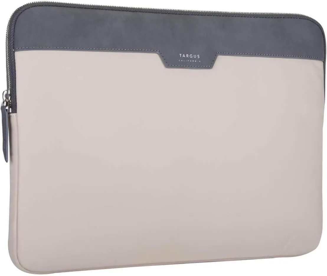 Targus Newport Modern Style Sleeve with Durable Water-Repellent Nylon, Back Zip Pocket Pouch, Protective Slipcase fits 11-12-Inch Laptop/Notebook, Tan (TSS100106GL)