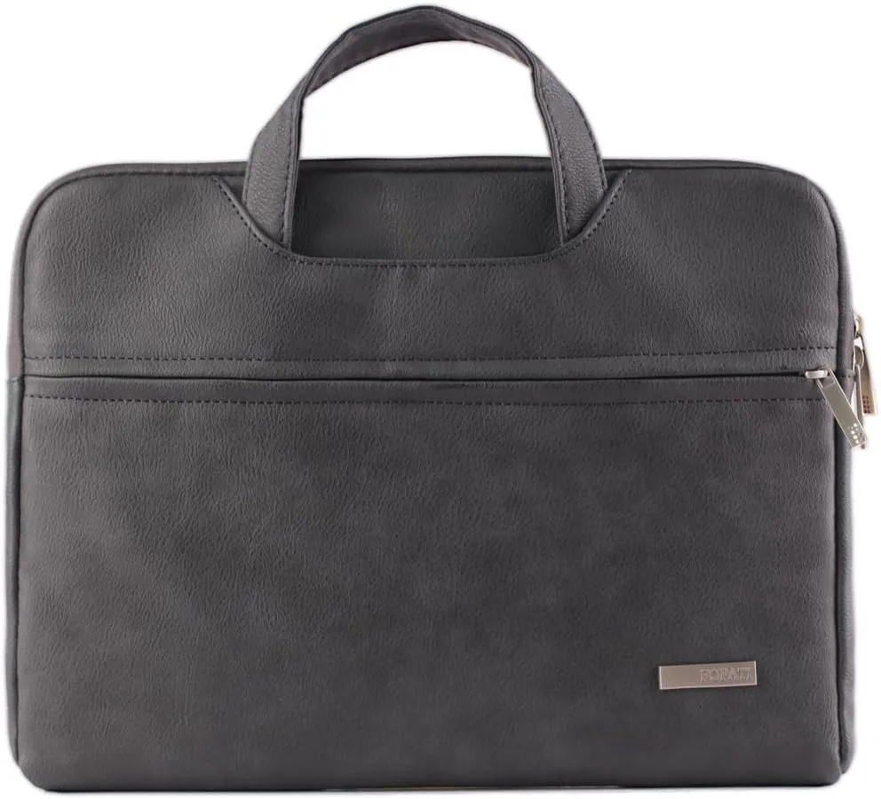 Teamgee Leather Laptop Sleeve, 15.6" Portable Monitor Carrying Bag, Slim Protective Laptop Case Waterproof Durable for 13-15.6 inch Laptops, Graphite Black