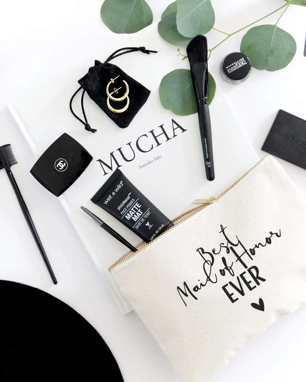 The Cotton & Canvas Co. Best Maid of Honor Ever Wedding Cosmetic Bag, Bridal Party Gift and Travel Make Up Pouch