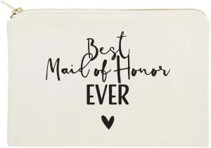 The Cotton & Canvas Co. Best Maid of Honor Ever Wedding Cosmetic Bag, Bridal Party Gift and Travel Make Up Pouch