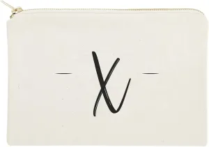 The Cotton & Canvas Co. Personalized Handwritten Monogram X Cosmetic Bag and Travel Make Up Pouch