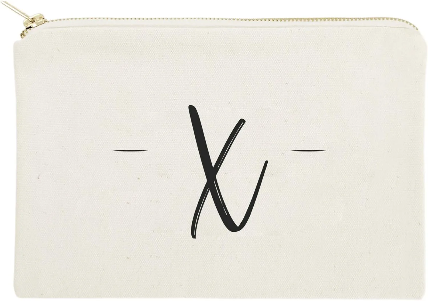 The Cotton & Canvas Co. Personalized Handwritten Monogram X Cosmetic Bag and Travel Make Up Pouch