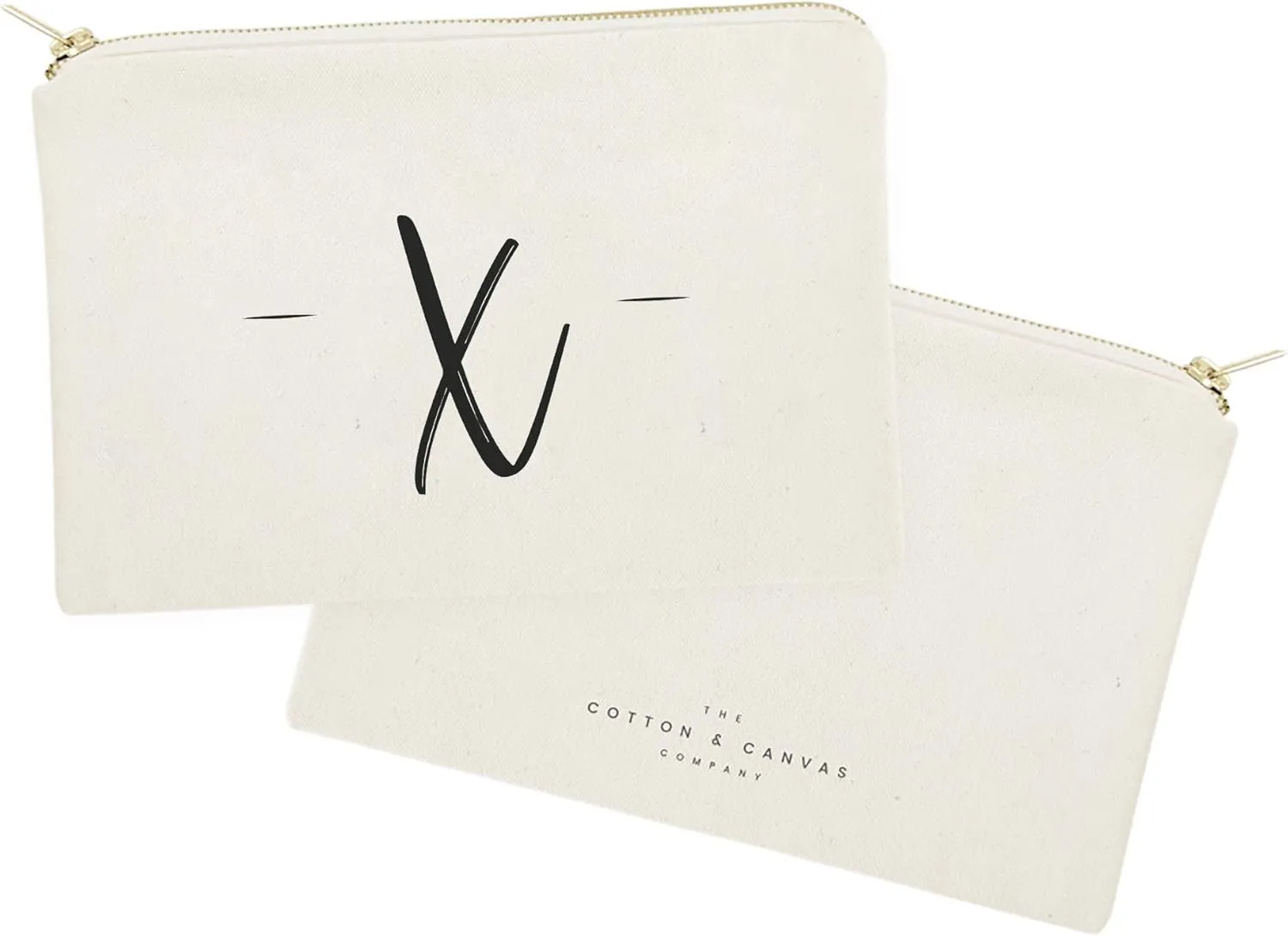 The Cotton & Canvas Co. Personalized Handwritten Monogram X Cosmetic Bag and Travel Make Up Pouch