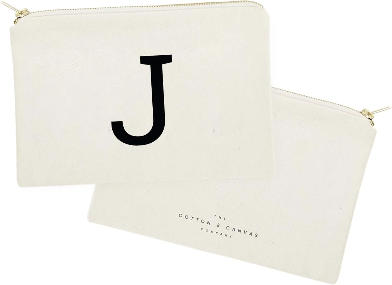 The Cotton & Canvas Co. Personalized Modern Monogram Initial J Cosmetic Bag and Travel Make Up Pouch
