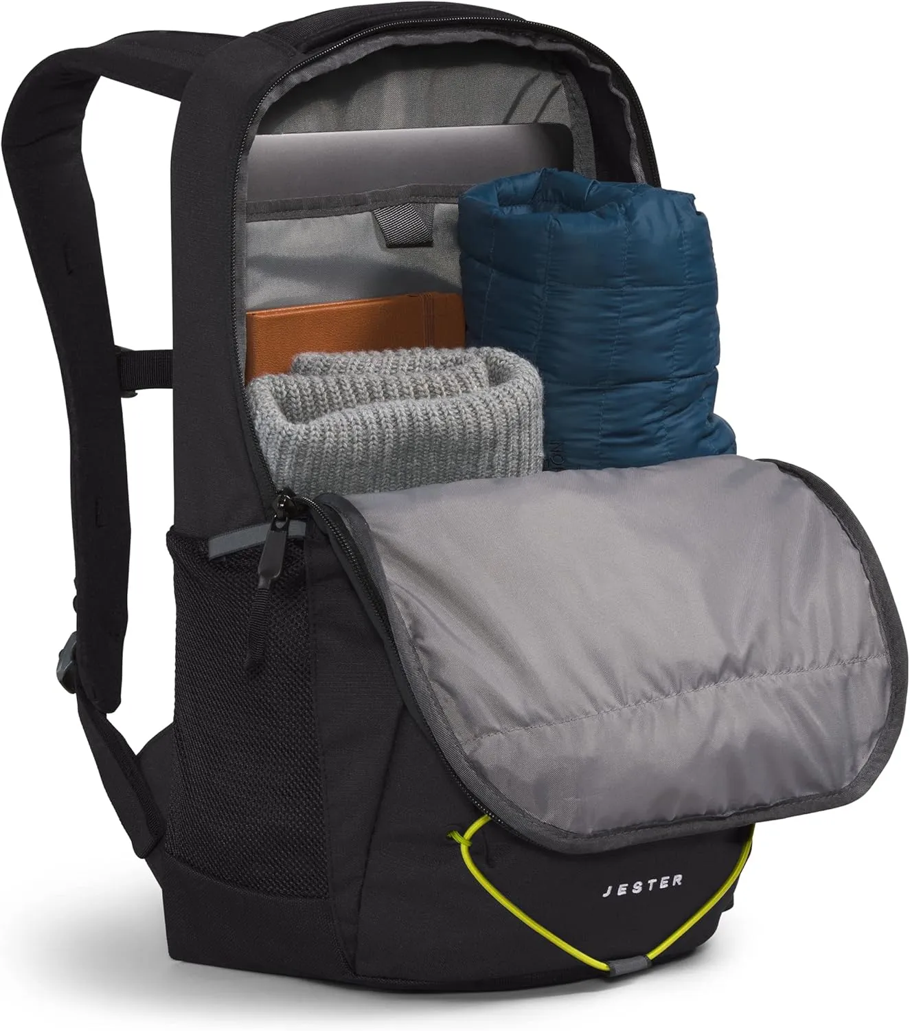 THE NORTH FACE Jester Everyday Laptop Backpack, TNF Black Light Heather/Sulphur Spring Green, One Size
