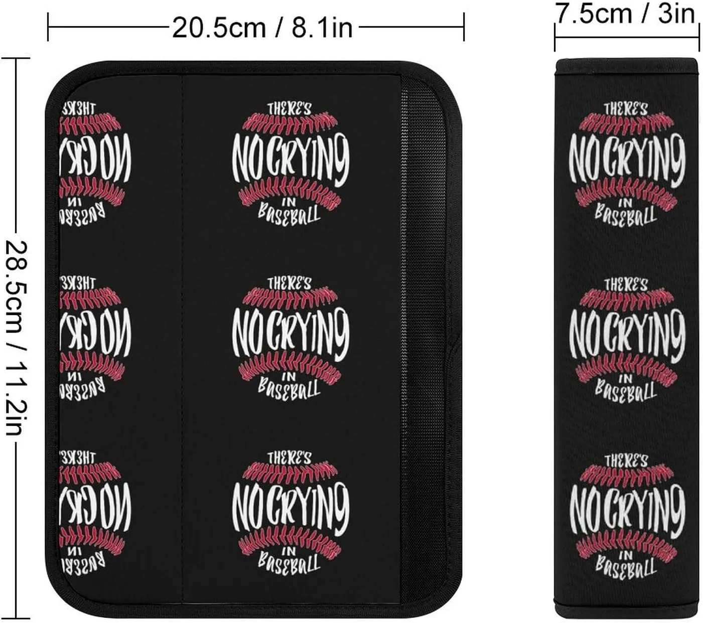 There's No Crying in Baseball Fashion Car Seat Belt Cover Pad for Shoulder Bag Camera Soft Comfort Accessories 2PCS
