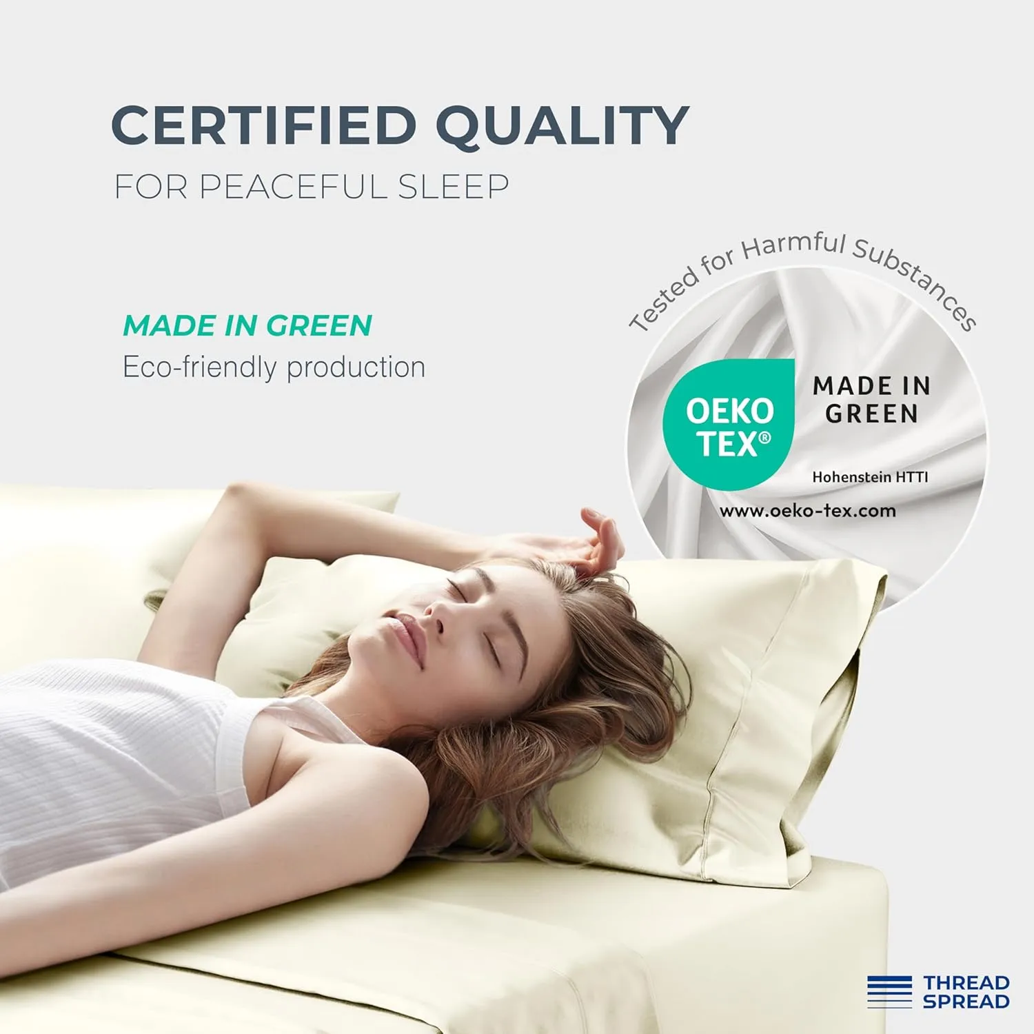 Thread Spread 100% Egyptian Cotton Pillow Cases King Size Set of 2 - Luxury 1500 Thread Count Sateen Weave Ivory Pillow Covers, Silky Soft, Breathable & Cooling Pillowcases, Fits King Size Pillows