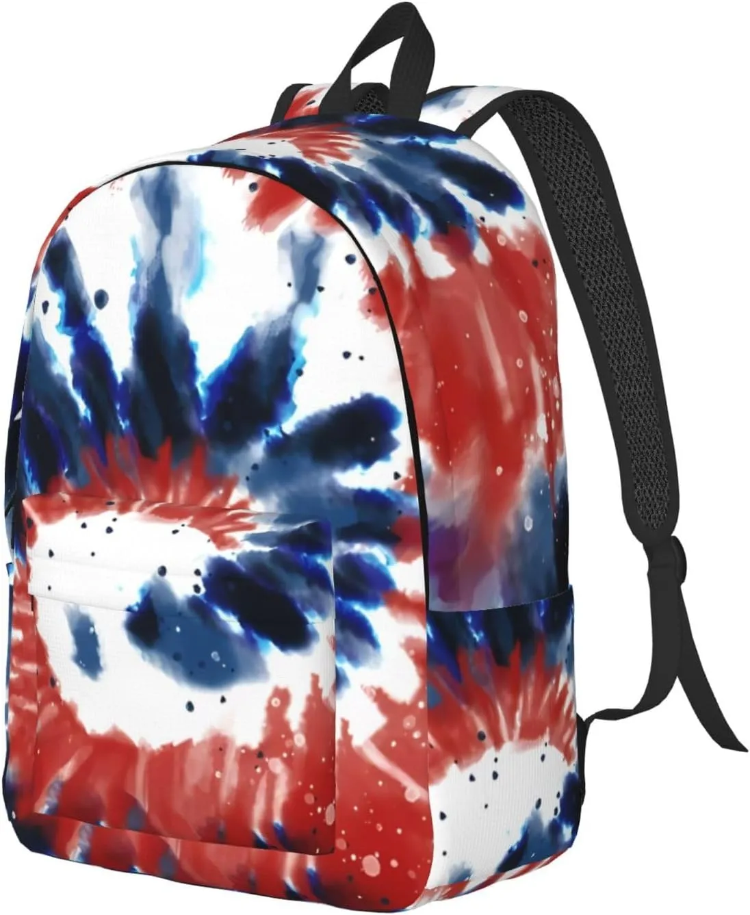 Tie Dye American Flag 4th of July Canvas Backpacks Laptop Backpack Multipurpose Double Shoulder Bag for Men Women Gifts Medium