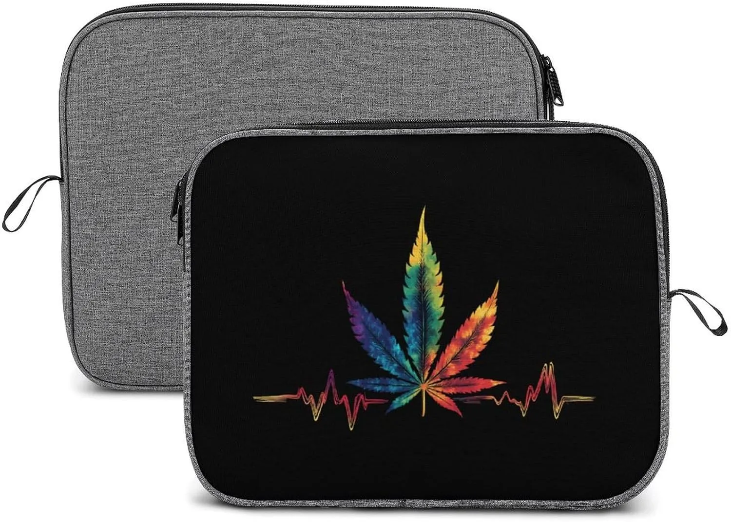 Tie Dye Weed Leaf Heartbeat Laptop Sleeve Case Shockproof Protective Carrying Bag Travel Briefcase 13inch