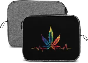 Tie Dye Weed Leaf Heartbeat Laptop Sleeve Case Shockproof Protective Carrying Bag Travel Briefcase 13inch
