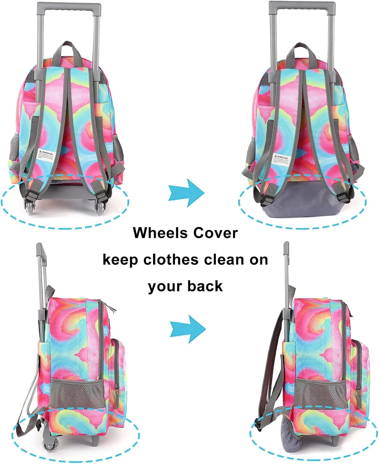 Tilami Rolling Backpack 18 inch Double Handle Wheeled Laptop Boys Girls Travel School Children Luggage Toddler Trip (Starlight)