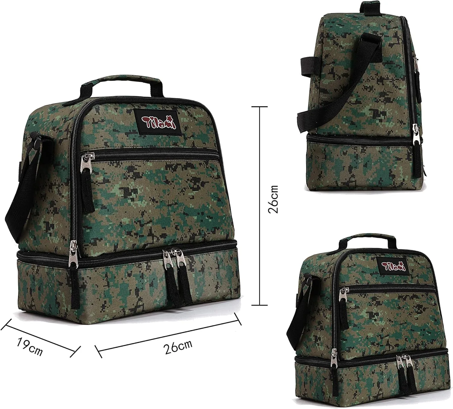 Tilami Rolling Backpack 19 inch with Lunch Bag Wheeled Laptop Backpack, Camouflage