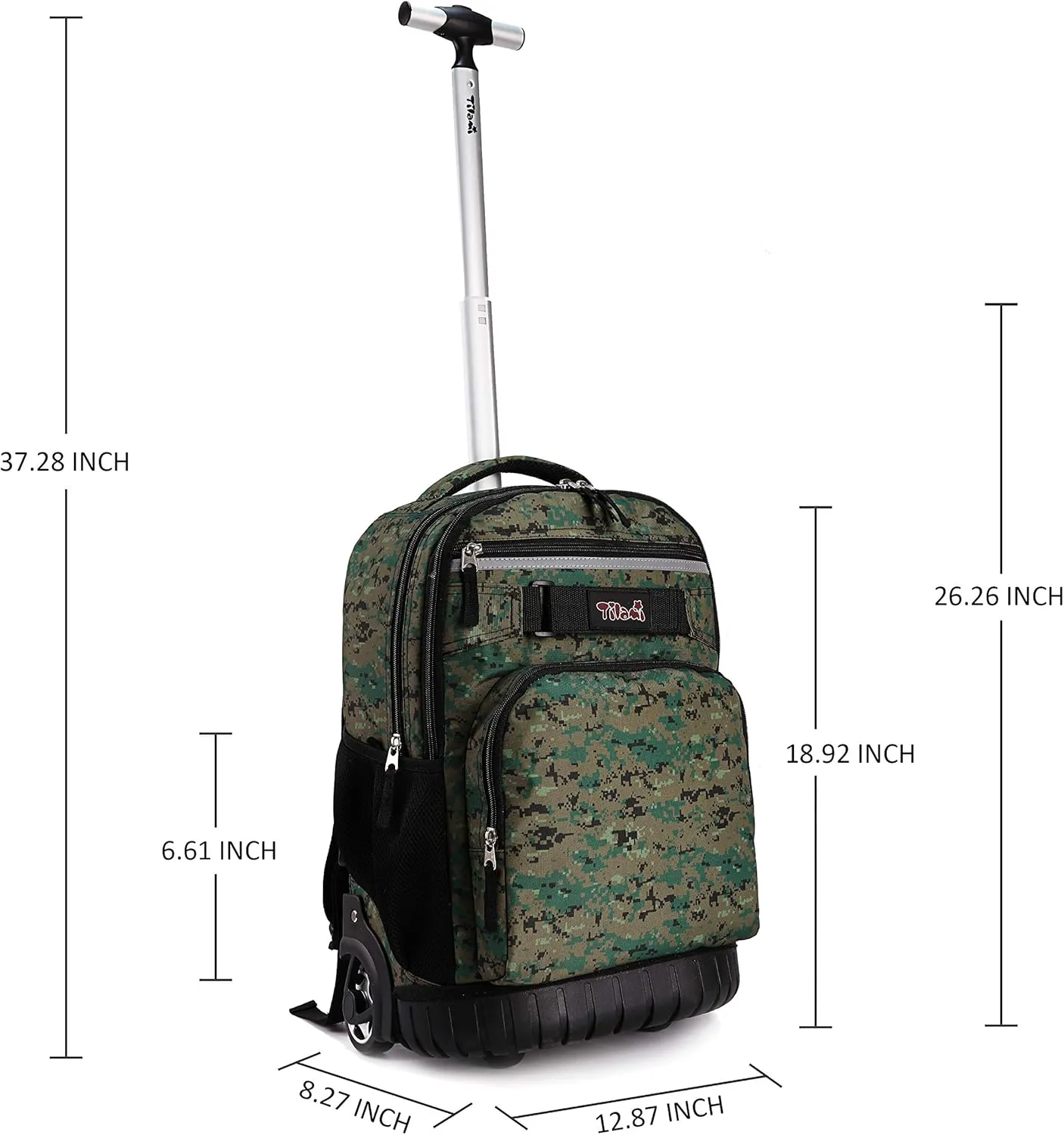 Tilami Rolling Backpack 19 inch with Lunch Bag Wheeled Laptop Backpack, Camouflage