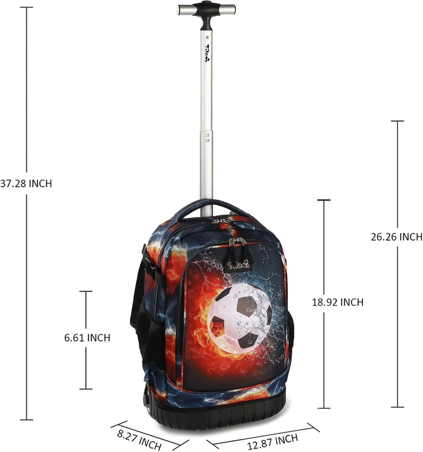 Tilami Rolling Backpack 19 inch with Lunch Bag Wheeled Laptop Backpack (Football)