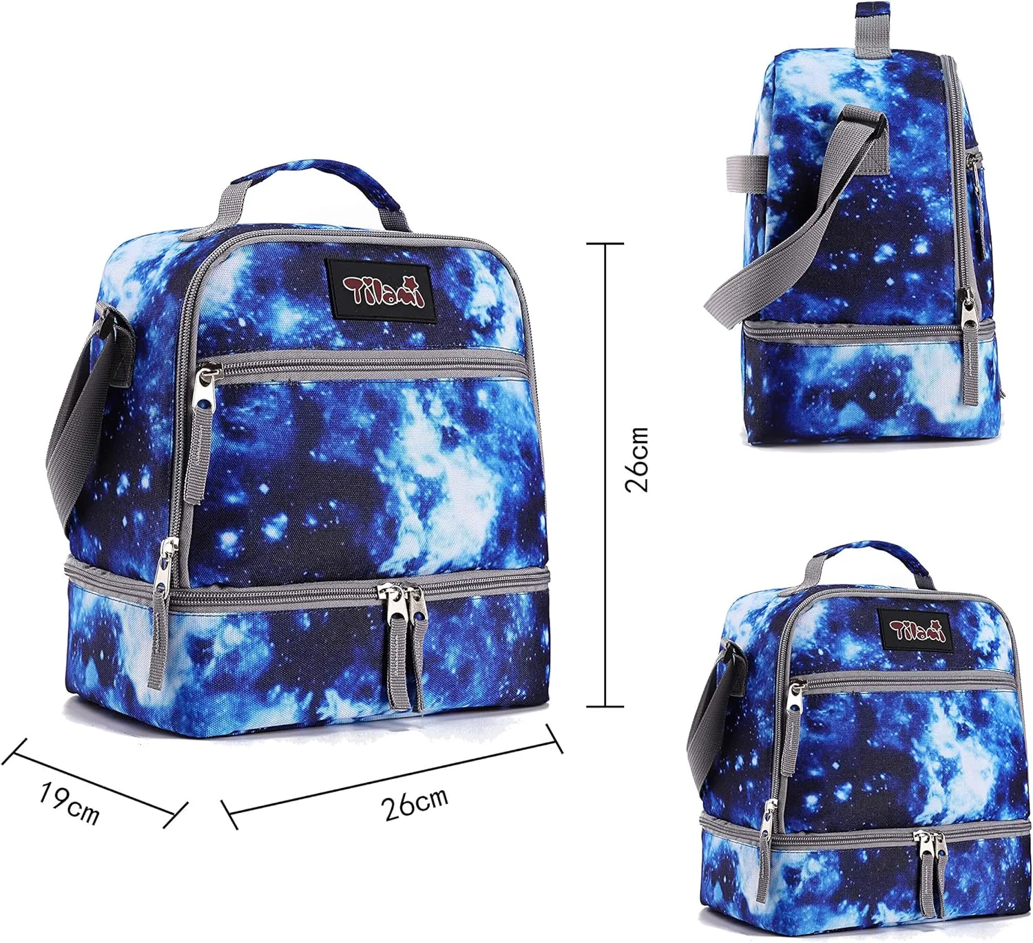 Tilami Rolling Backpack 19 inch with Lunch Bag Wheeled Laptop Backpack, Galaxy Blue