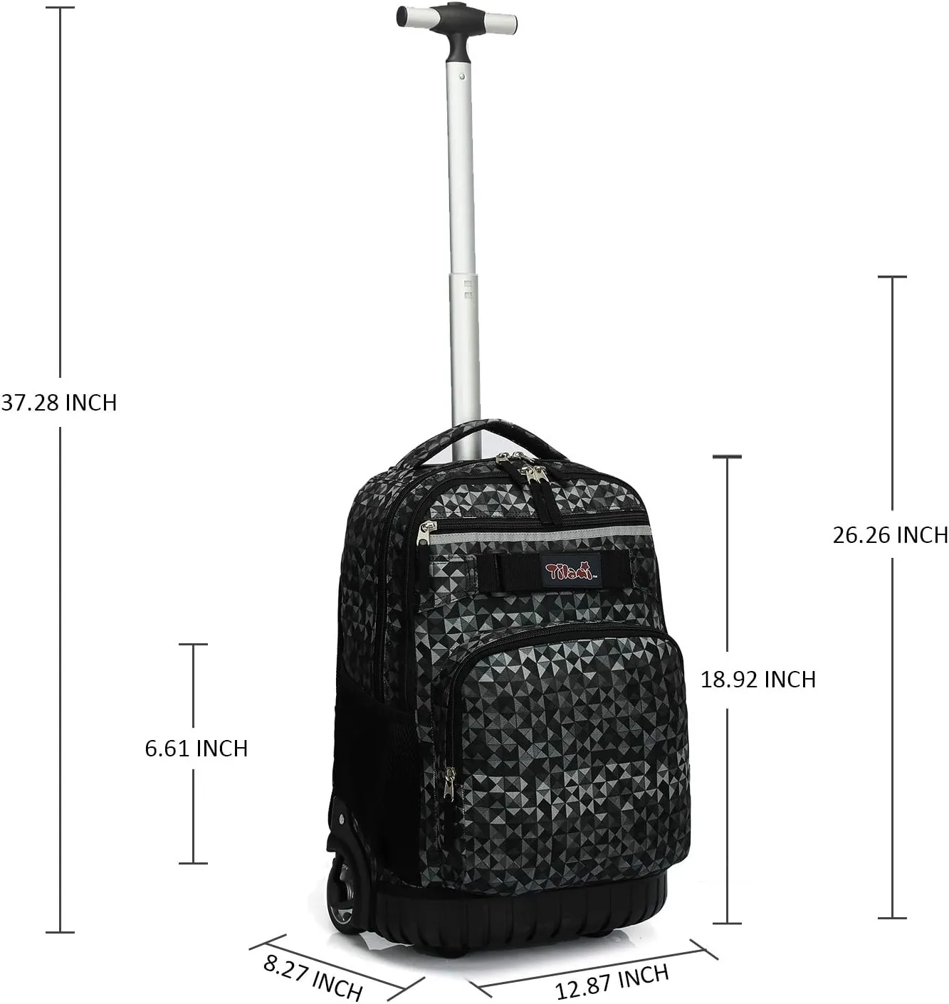 Tilami Rolling Backpack 19 inch with Lunch Bag Wheeled Laptop Backpack, Grey