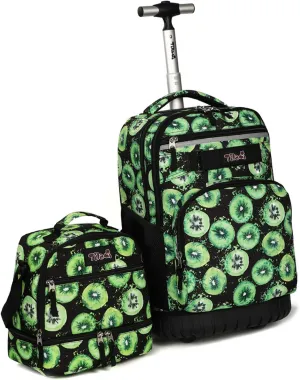 Tilami Rolling Backpack 19 inch with Lunch Bag Wheeled Laptop Backpack (Kiwi)