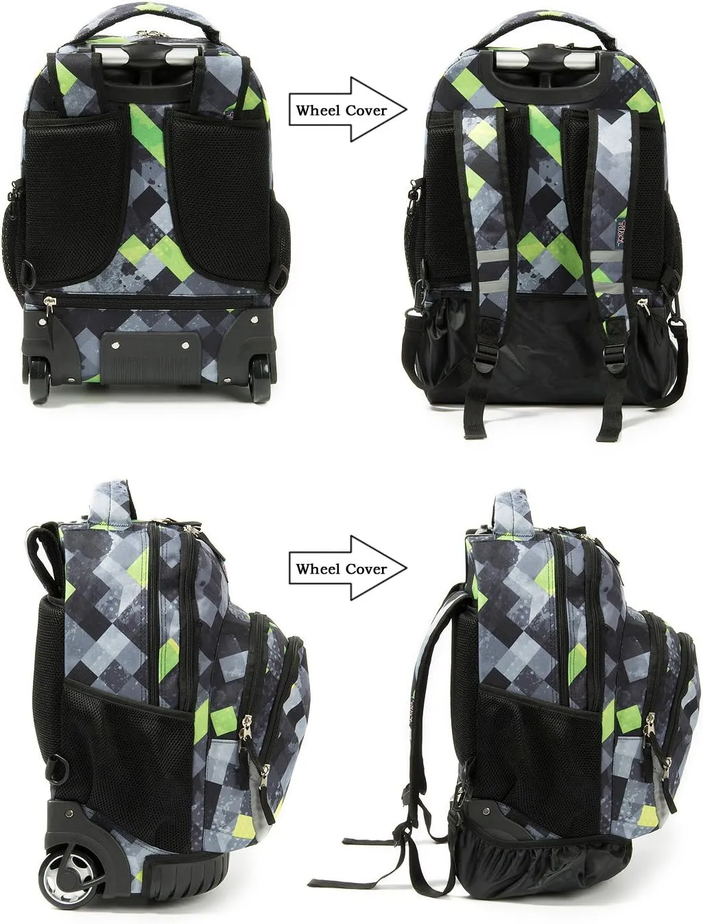 Tilami Rolling Backpack Armor Luggage School Travel Book Laptop 18 Inch Multifunction Wheeled Backpack Students