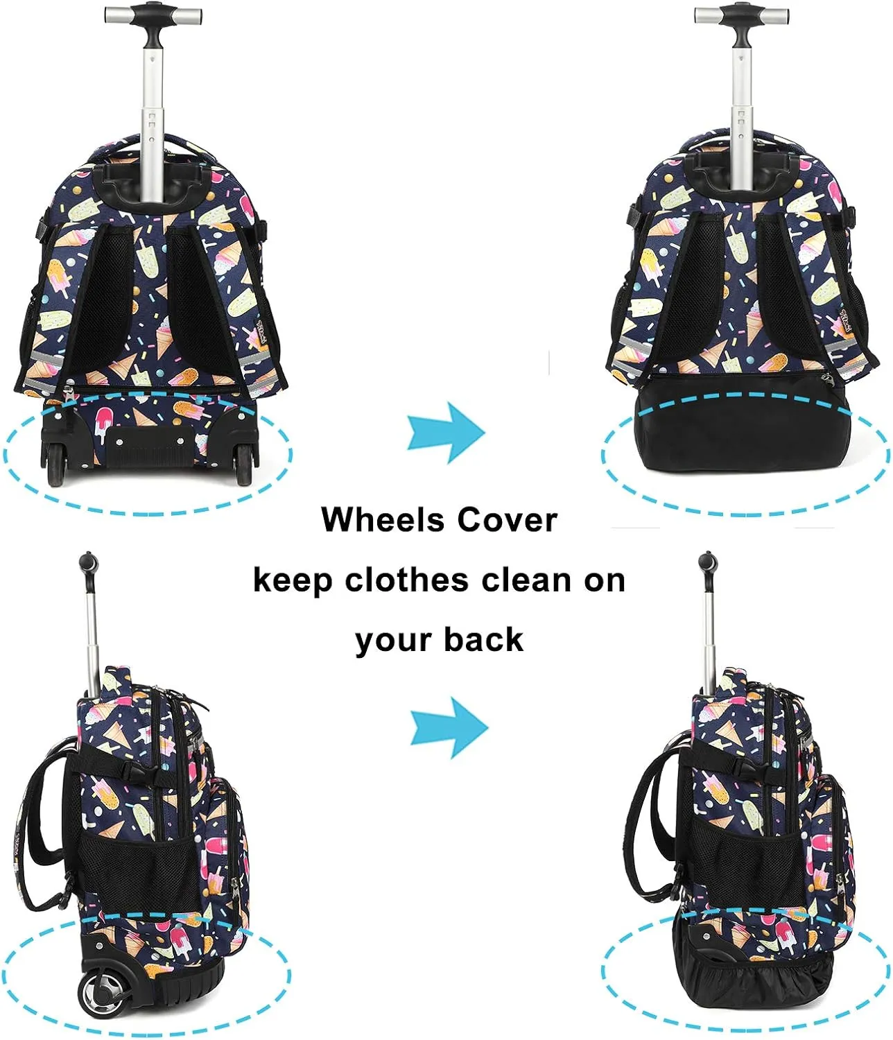 Tilami Rolling Backpack Armor Luggage School Travel Book Laptop 18 Inch Multifunction Wheeled Backpack Students