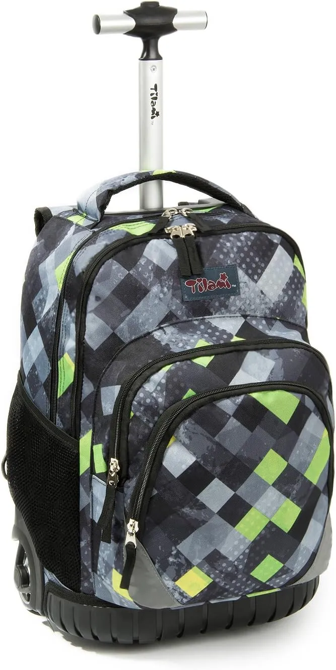 Tilami Rolling Backpack Armor Luggage School Travel Book Laptop 18 Inch Multifunction Wheeled Backpack Students