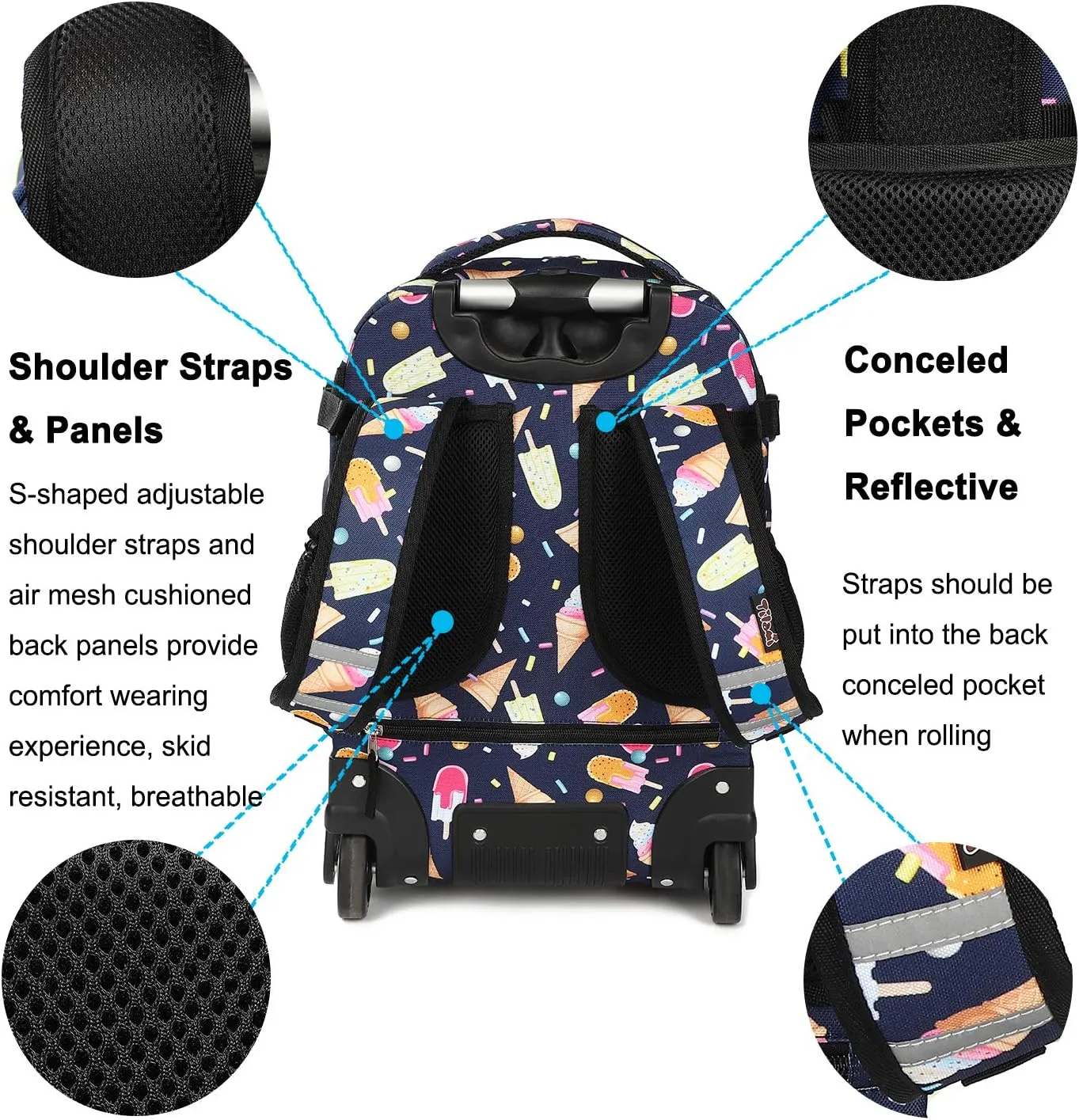 Tilami Rolling Backpack Armor Luggage School Travel Book Laptop 18 Inch Multifunction Wheeled Backpack Students