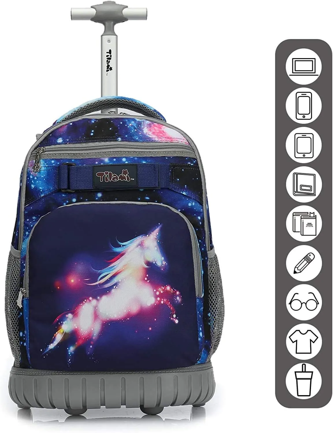 Tilami Rolling Backpack Laptop 18 inch with Lunch Bag, Unicorn