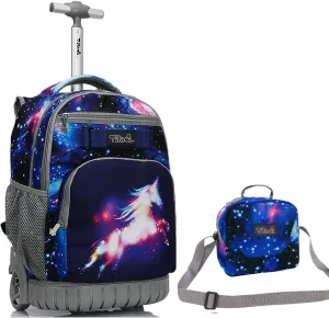 Tilami Rolling Backpack Laptop 18 inch with Lunch Bag, Unicorn